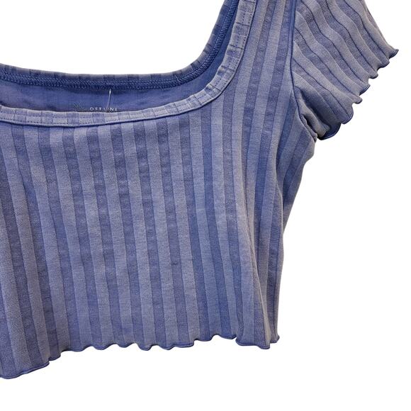 OFFLINE By Aerie Short Sleeve Square Neck Ribbed OG Groove Crop Tee Blue Medium - Picture 5 of 6